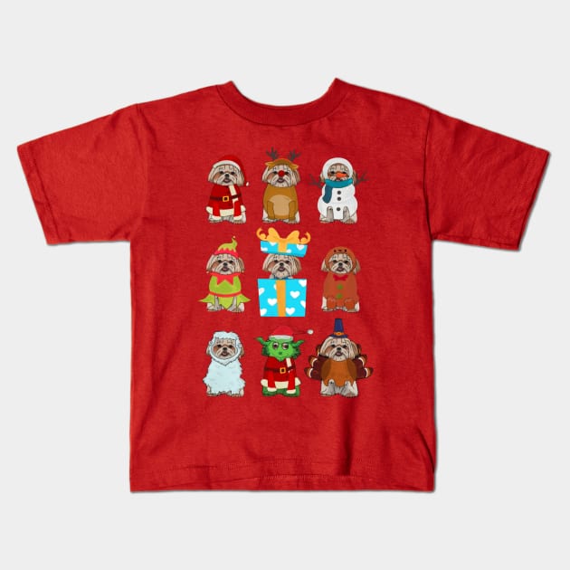 Shih Tzu Christmas Kids T-Shirt by ladonna marchand